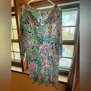 Lilly Pulitzer Tropical Floral Long Sleeve Dress